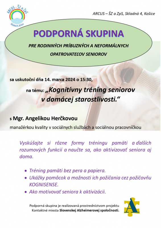 Podporná skupina-kognitívny tréning seniorov v domácej starostlivosti