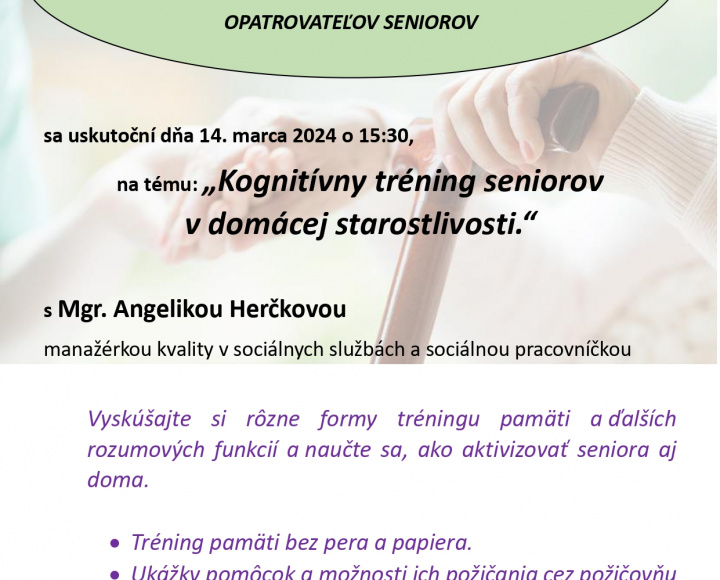 Podporná skupina-kognitívny tréning seniorov v domácej starostlivosti